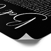 Lit Rose Noir Script Chanson Lyrique Impression (Coin)