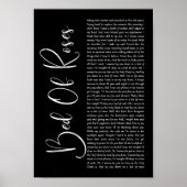 Lit Rose Noir Script Chanson Lyrique Impression (Devant)