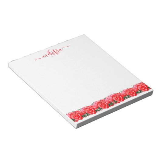 Lit Rose Rouge Du Bloc-Notes Monogramme Rose (Incliné)