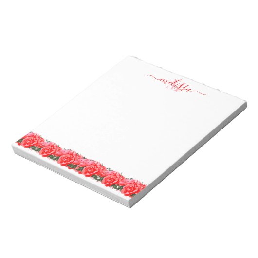 Lit Rose Rouge Du Bloc-Notes Monogramme Rose (Tourné)