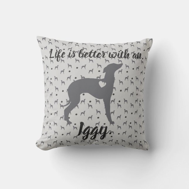 L'Italien Greyhound Home Coussin Iggy Secourt Dog. (Recto)