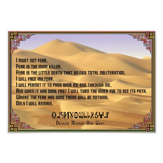 Litany Against Fear met Fremen Foto Afdruk (Voorkant)