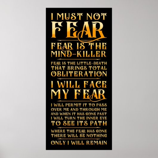 Litany tegen angst poster (Voorkant)