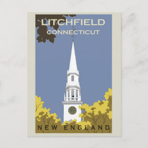 Litchfield Connecticut Church Travel Briefkaart