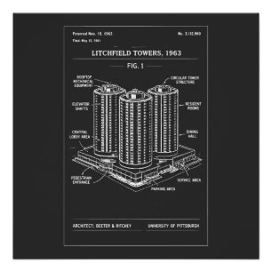 Litchfield-torens blauwdruk skyline perfect poster