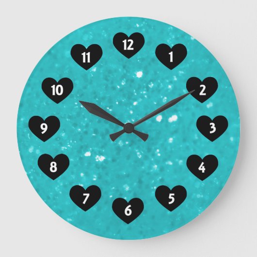 Lite Blue Glimmer met hartwandklok Grote Klok (Voorkant)