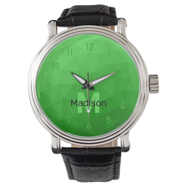 Lite green gradient geometry mesh patroon mesh pat horloge (Voorkant)