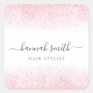 Lite Pink Glitter Schoonheidssalon Vierkante Sticker