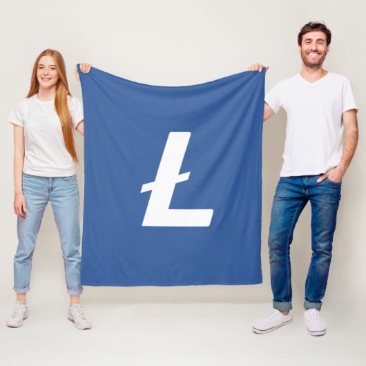 Litecoin Cryptocurrency LTC Blue Simple Fleece Deken (In situ)