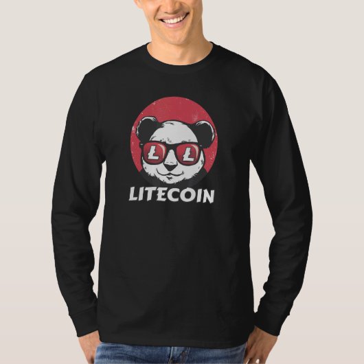 Litecoin Ltc Crypto Panda Sun Glasses Retro T-shirt (Voorkant)