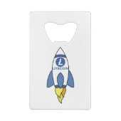 Litecoin naar de maan Rocket Kredietkaart Flessenopener (Achterkant)