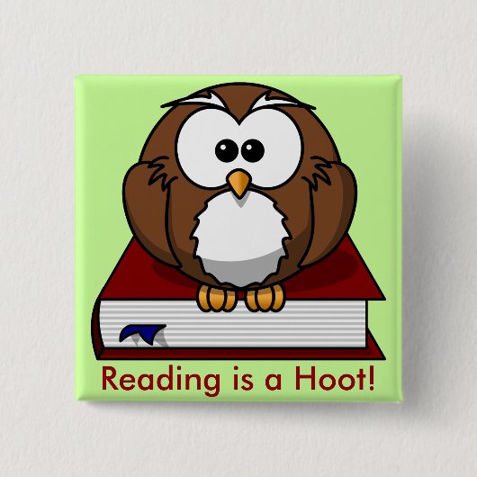 Literacy Awareness: Het lezen is een Hoot Vierkante Button 5,1 Cm (Voorkant)