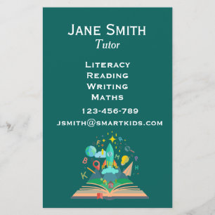 Literacy English or Wiskunde tutoring business Flyer