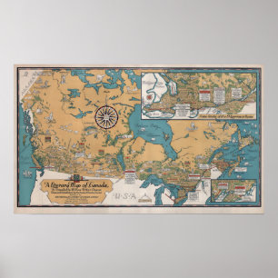 literaire kaart van Canada Poster