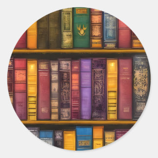 Literaire schatten - klassieke oude boeken ronde sticker