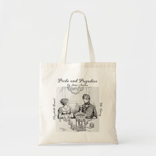 Literary Bookish Gift Pride Prejudice Jane Austen Tote Bag (Voorkant)