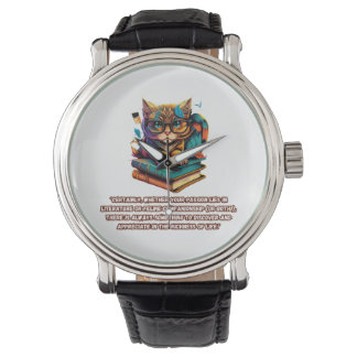 Literary Felines Life's Richness Passion cats Horloge