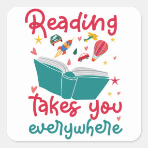 Literatuurlezen in een wereld van boekwormen zijn vierkante sticker
