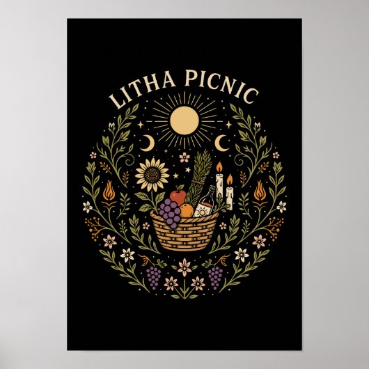Litha Picnic Summer Solstice Celestial Art Poster (Voorkant)