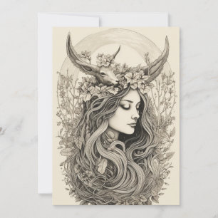 Litha Radiance - Nordic Retro Pagan Holiday Kaart