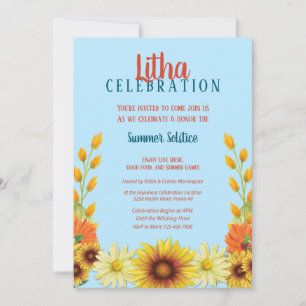 Litha Solstice Sunflower Daisy Summer Party Kaart