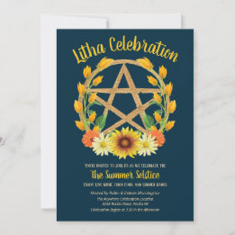 Litha Summer Solstice Gold Star Wicca Sabbat Kaart