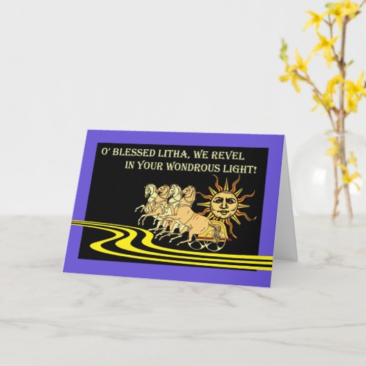 Litha, Summer Solstice, Sun, Horses en Chariot Kaart (Gele Bloem)