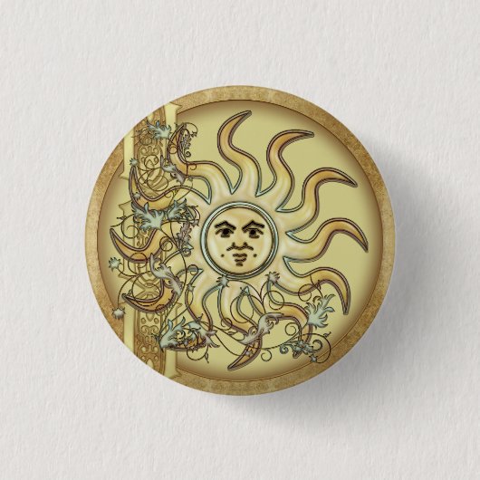 Litha Sun Celtic Style Design Buttonnen Ronde Button 3,2 Cm (Voorkant)