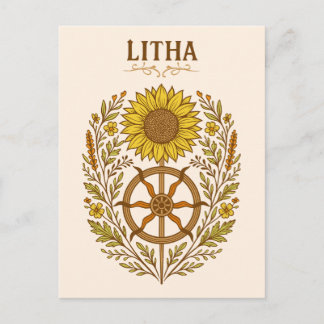 Litha Sunflower Wheel Summer Solstice Celestial Briefkaart
