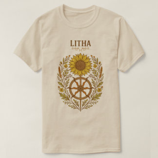 Litha Sunflower Wheel Summer Solstice Celestial T-shirt