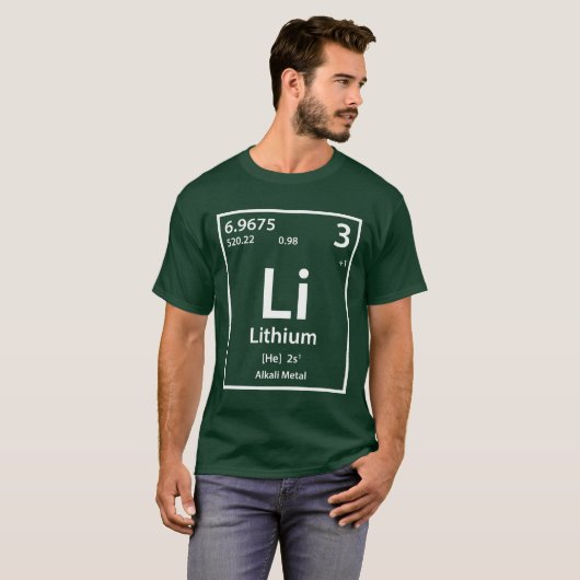 Lithium-element (wit) T-shirt (Voorkant volledig)