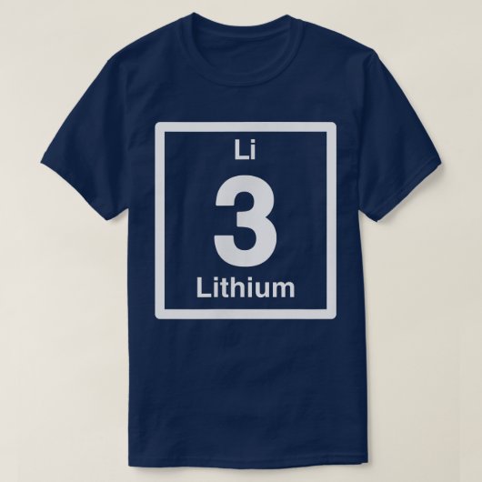 Lithium Li, Periodic Table Elements, 3e verjaardag T-shirt (Design voorkant)