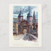 Litho Heidelberg Old Bridge Gate Briefkaart (Voorkant)