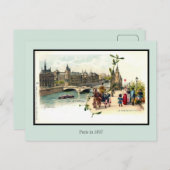 litho Parijs in 1897 6 van 6 Briefkaart (Voorkant / Achterkant)