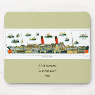 Lithograaf Britse Oceaan Liner RMS Caronia Muismat