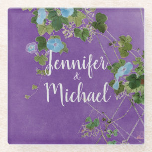 Lithografie Moderne Gewone Kalligrafie Naam Floral Glazen Onderzetter