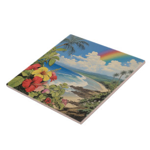 lithografie tropische kunst tegeltje