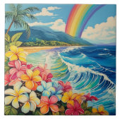  lithografie tropische kunst tegeltje (Voorkant)