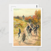 lithografie van Cycling Group Briefkaart (Voorkant / Achterkant)
