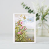 Lithograph Marsh Mallow met Vogel Briefkaart (Staand voorkant)