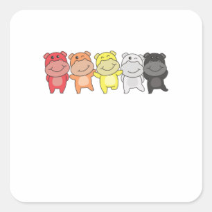 Lithsexuele vlag Pride Lgbtq Cute Hippo Vierkante Sticker