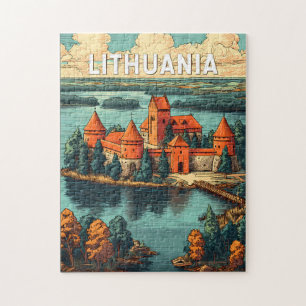 Lithuania Illustratie Reis Kunst Vintage Legpuzzel