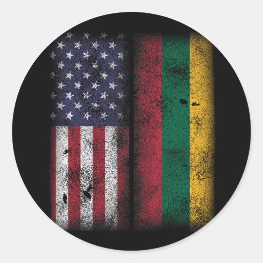 Lithuanian American Flag Lithuania Lietuva Ronde Sticker (Voorkant)