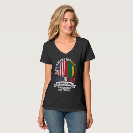 Lithuanian American We know Places where Lithuania T-shirt (Voorkant volledig)