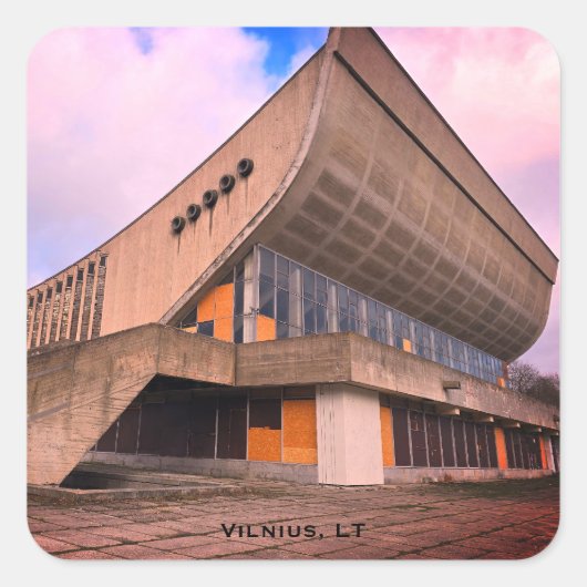 Lithuanian Modernist Architecture - Vilnius Vierkante Sticker (Voorkant)