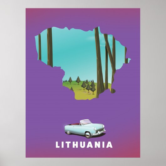 Lithuanie carte illustrée affiche voyage (Devant)