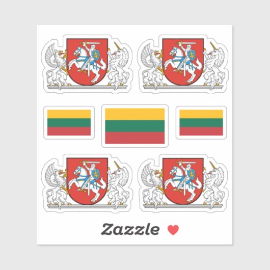 Lithunian coat of arms and flag Sticker (Vel)