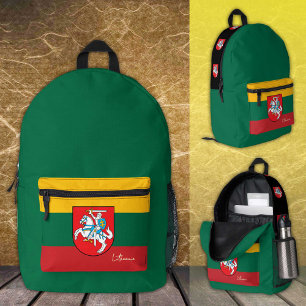 Litouwen, Groene rugzak, Litouwse Vlag / douane Bedrukte Rugzak