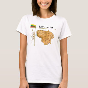 Litouwen Kaart + Vlag + Titel T-shirt