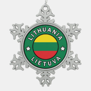 Litouwen Lietuva Tin Sneeuwvlok Ornament